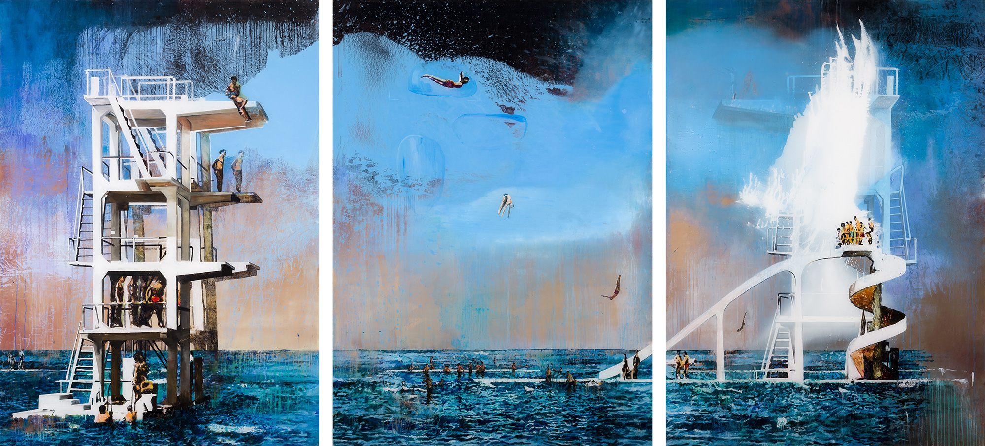 The-Flight-2013-oil-on-plexiglass-210X450cm-triptych