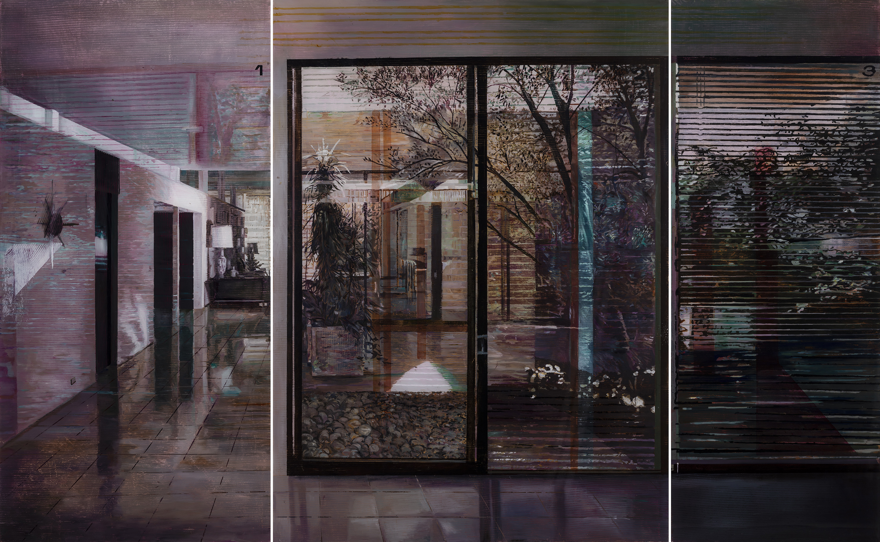 Through-the-Blinds-2020-oil-on-plexiglass-130×210-cm-triptych